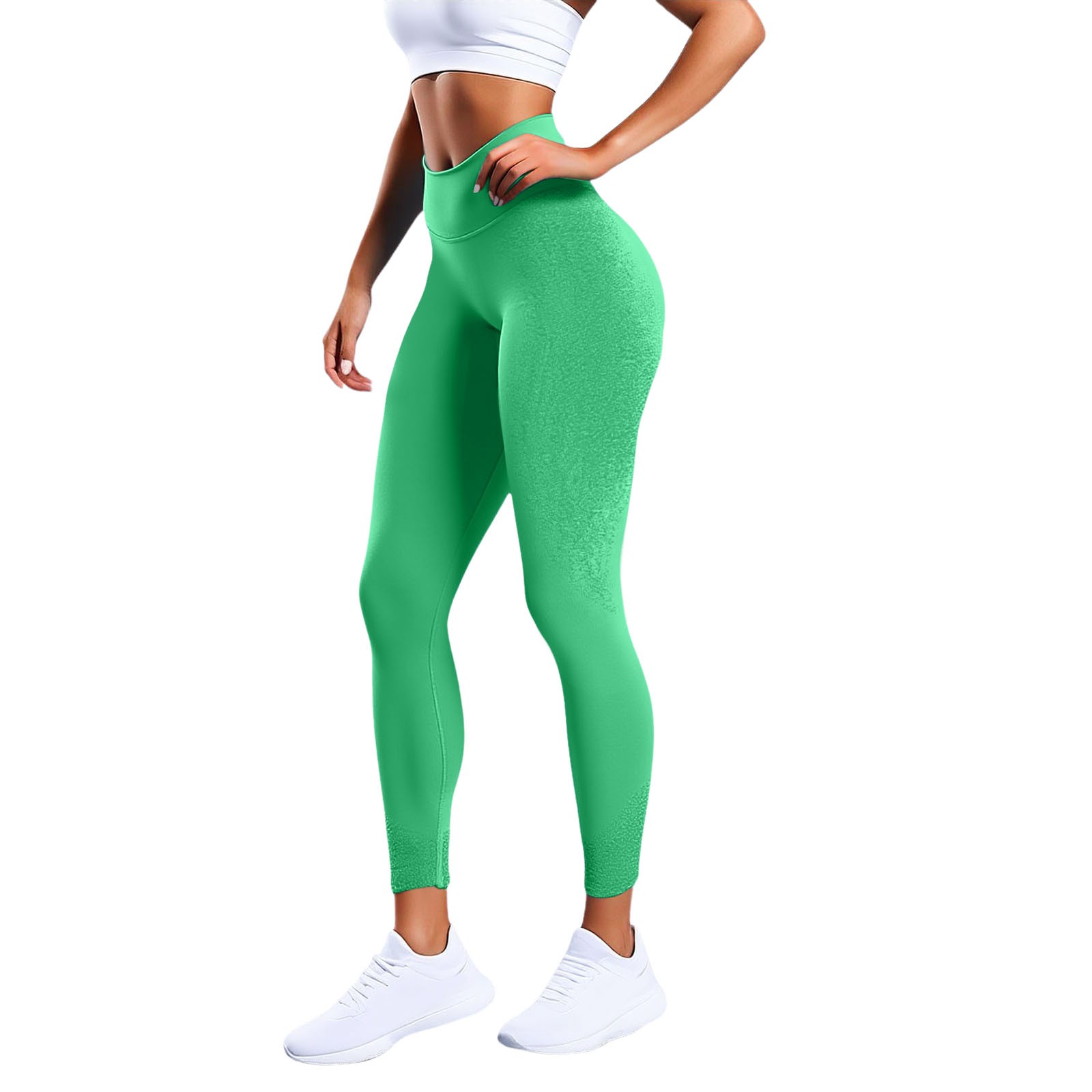 thumbnail image 1 of Pantalones cortos sin costuras para mujer - Pantalones cortos de yoga de cintura alta, tejido elástico en 4 direcciones, cintura cónica para hacer ejercicio y uso informal, 1 of 4